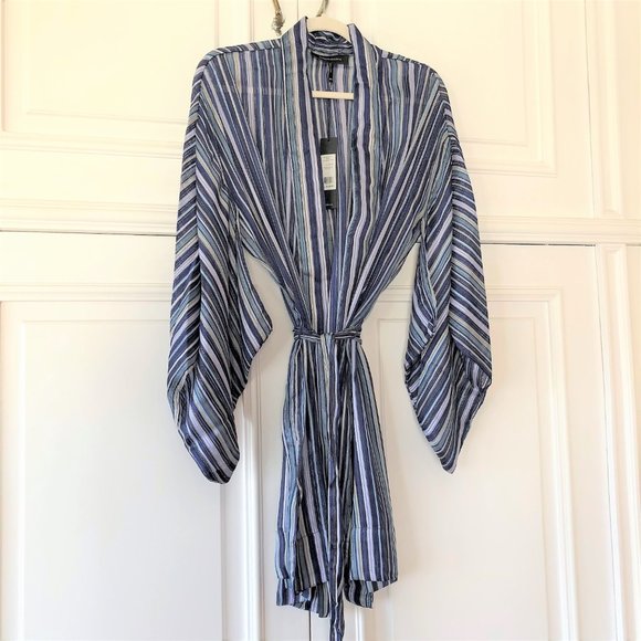 *NWT* BCBGMaxAzria Light Stripe Woven Belted Kimono *Size XS/S* - Picture 7 of 16